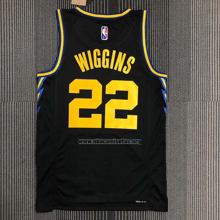 Camiseta Golden State Warriors Andrew Wiggins NO 22 Ciudad 2021-22 Negro